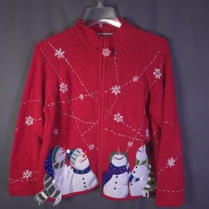 Heirloom Collectibles Christmas Collection‎ 2004 Knit Cardigan Size XL Snowmen